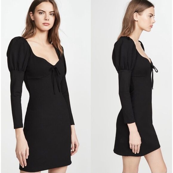 Reformation NWT "Helga" Puff Sleeve Sweet and Sultry Mini Dress in Black, Sz M - Picture 2 of 12